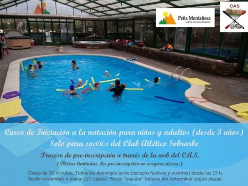 Curso de iniciación a la natación para niños y adultos (desde 3 años), socios del Club Atlético Sobrarbe.
